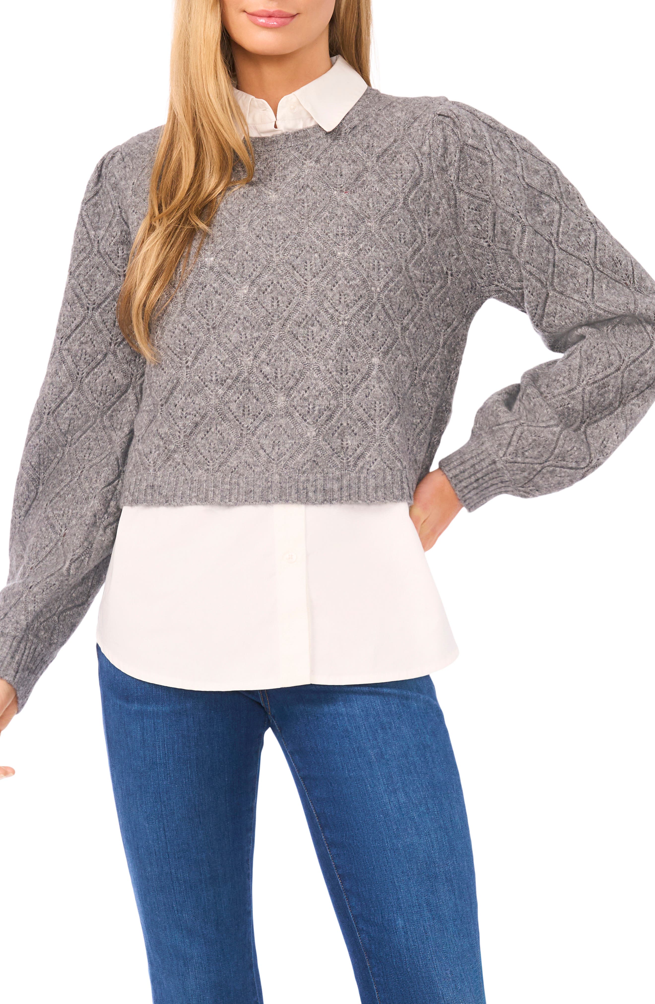 Pointelle Mixed Media Sweater