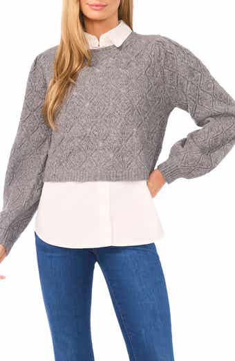 Pointelle Mixed Media Sweater