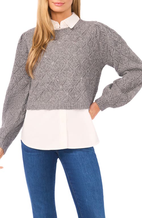 Ted Baker Pointelle Mixed Media Sweater In Gray