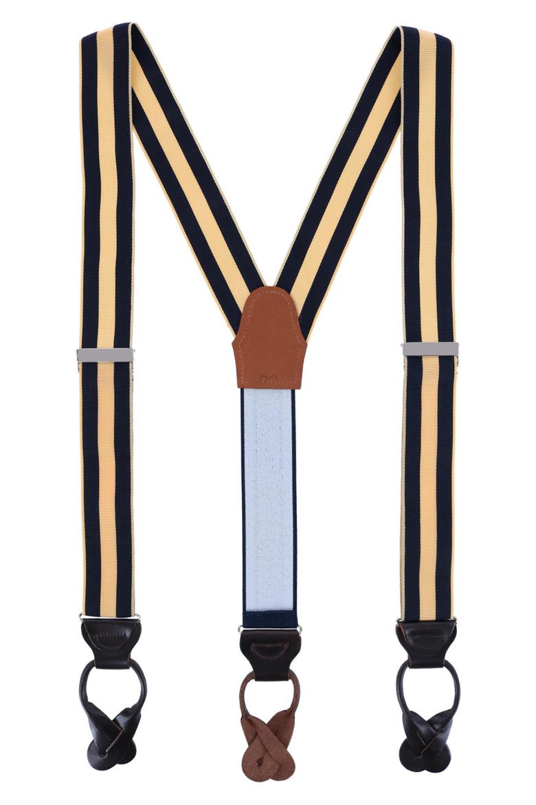 Balint Stripe Grosgrain Suspenders, Main, color, YELLOW AND NAVY