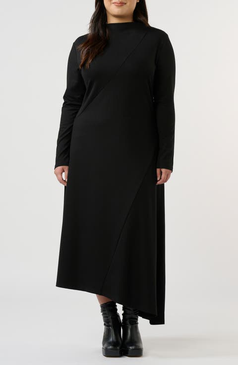 Abagail Asymmetric Hem Midi Sweater Dress (Plus)