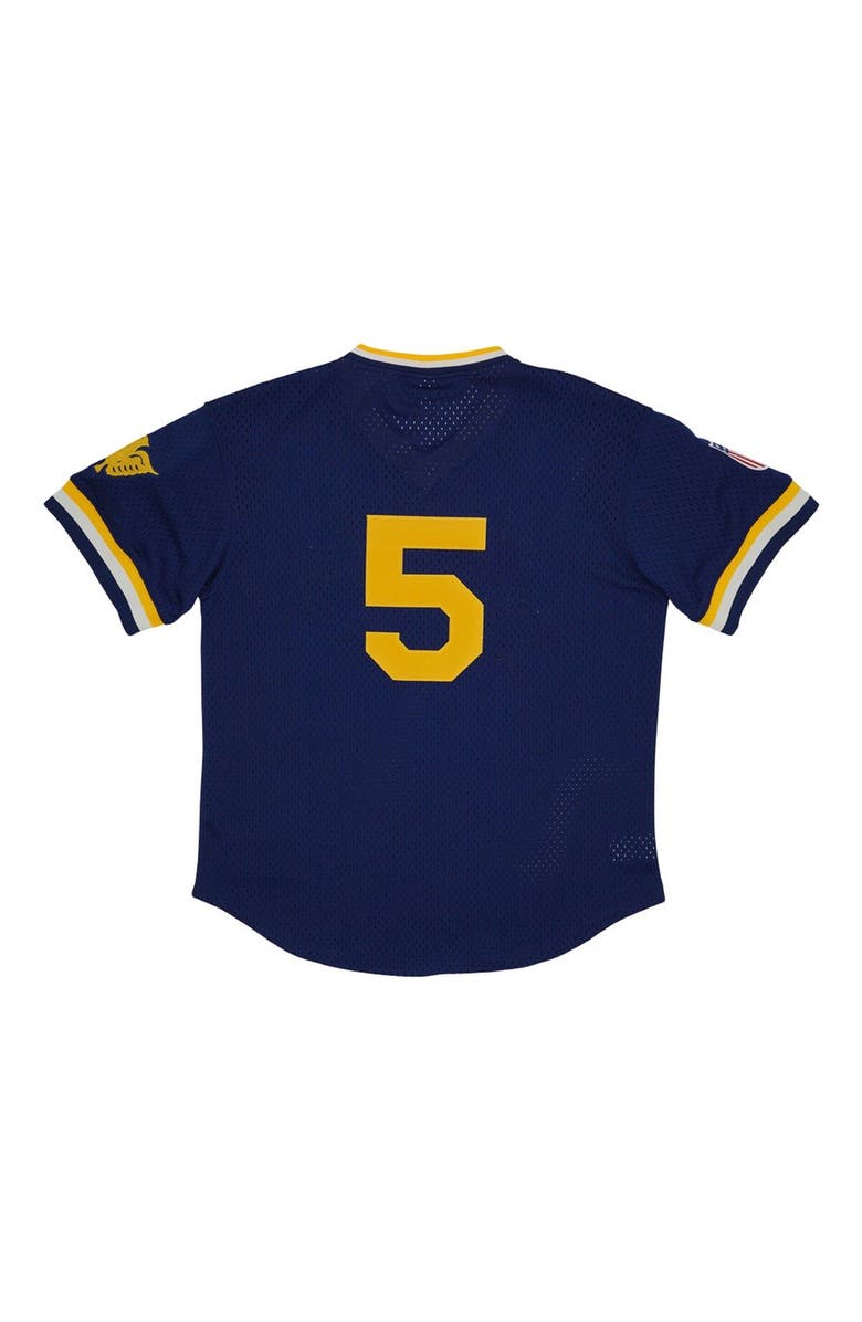 RINGS & CRWNS Men's Rings & Crwns #5 Navy Newark Eagles Mesh Replica V-Neck Jersey, Alternate, color, 