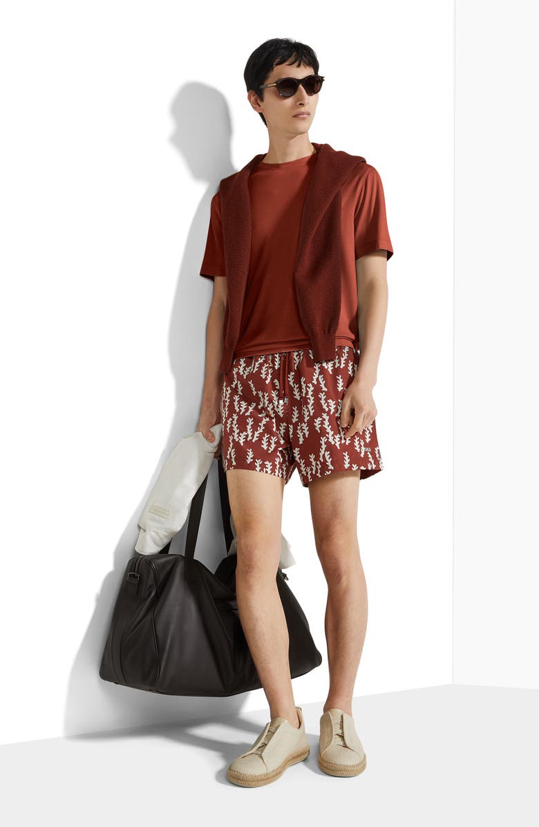 ZEGNA Oasi Print Swim Trunks, Alternate, color, Red