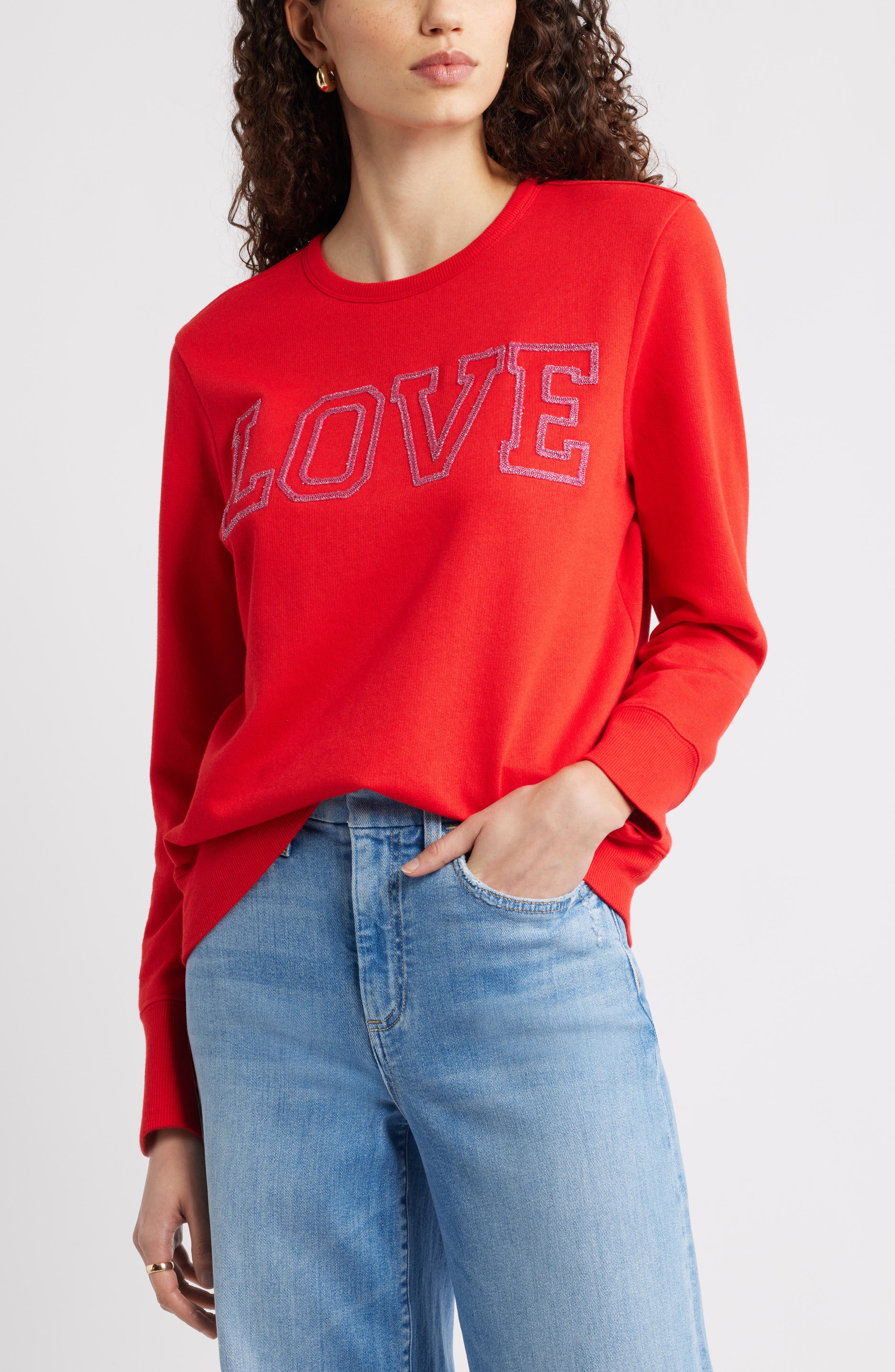 Caslon® Love Metallic Embellished Sweatshirt