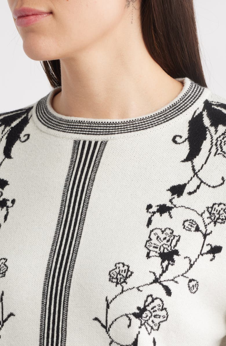 ZOE AND CLAIRE Jacquard Floral Sweater, Alternate, color,