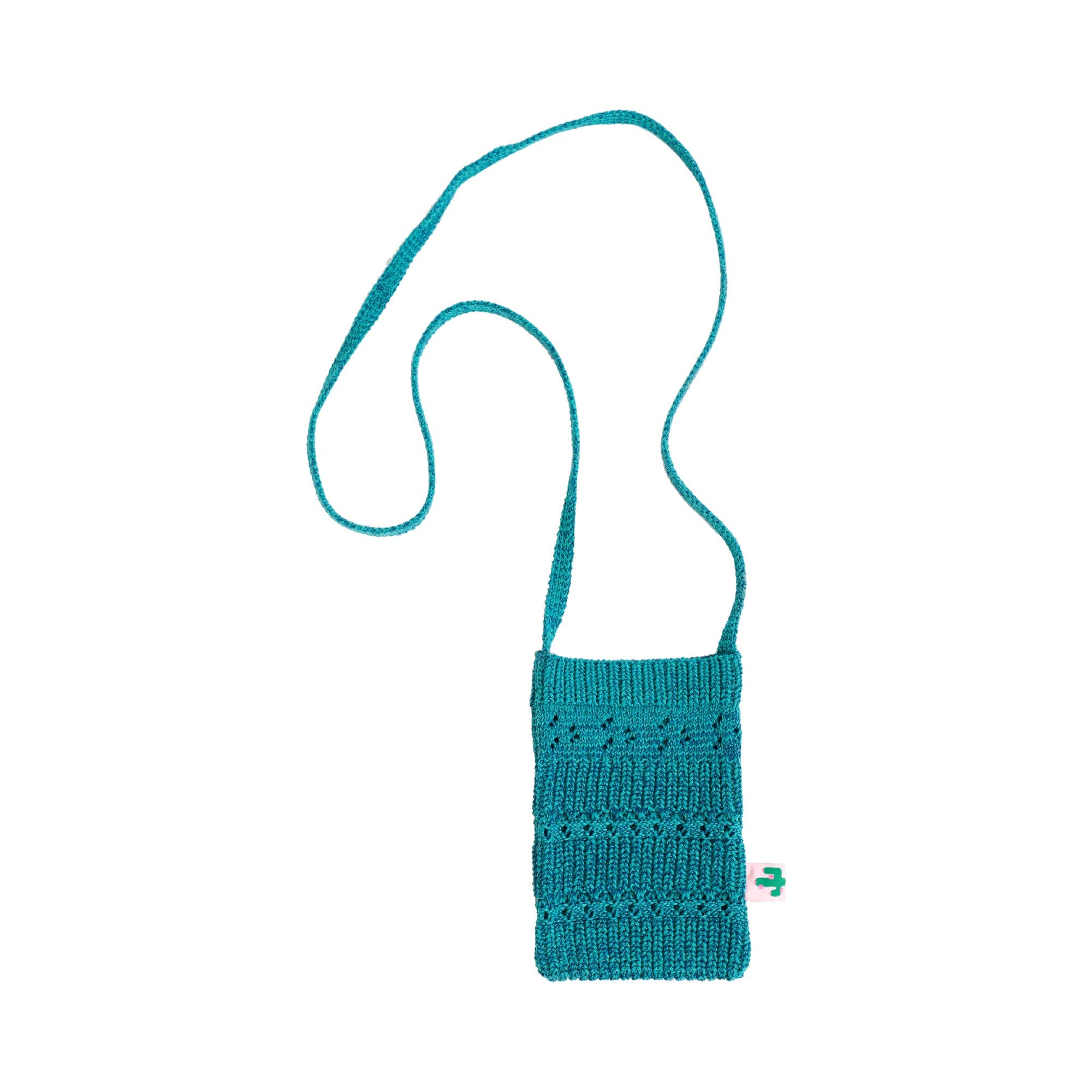 Lost Pattern NYC "Cactus" Crochet Crossbody Phone Bag, Main, color, Turquoise