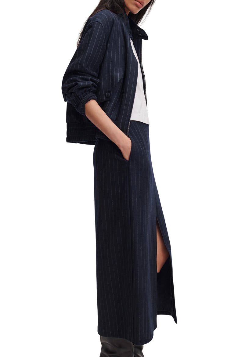Bessie Wool Blend Pinstripe Midi Skirt, Alternate, color, NAVY MULTI