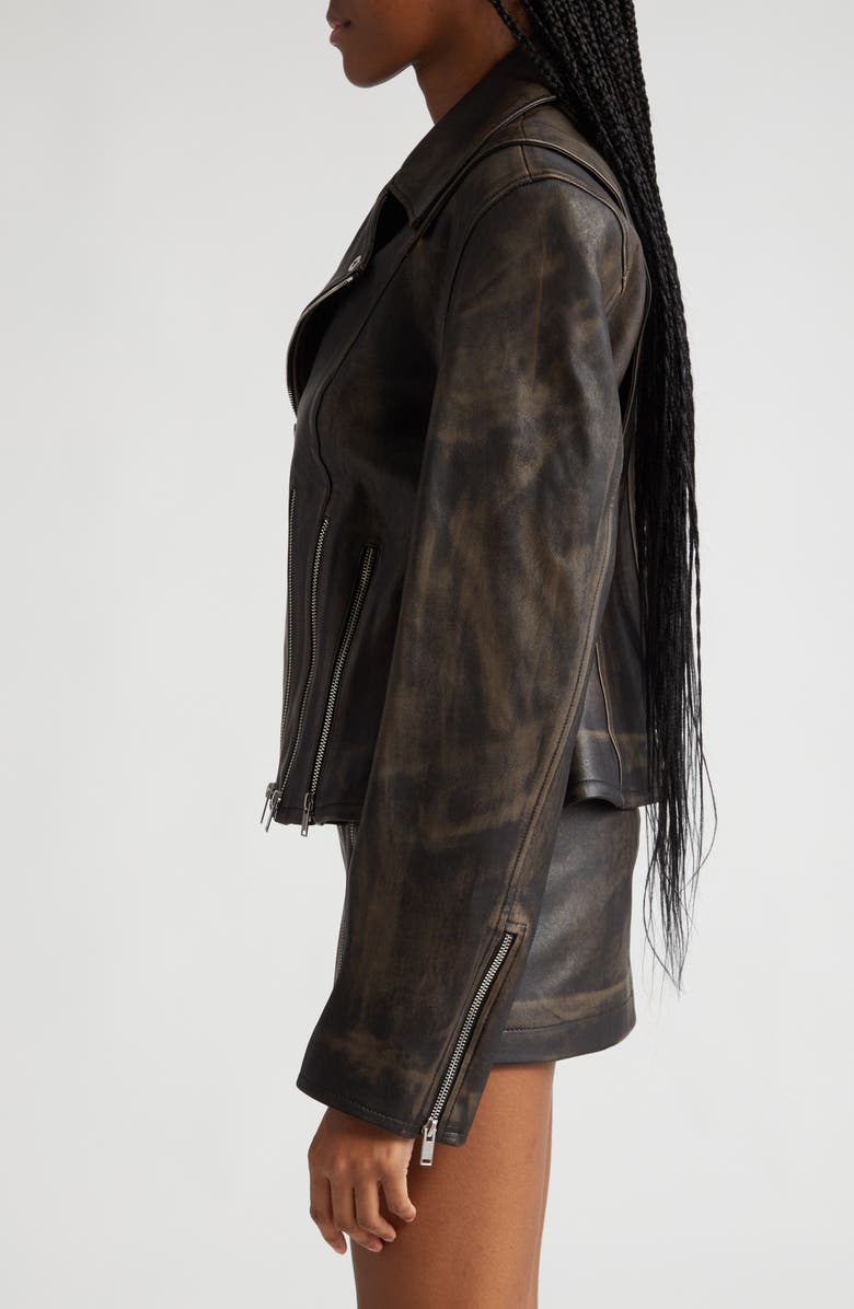 Dion Lee Burnished Leather Biker Jacket, Alternate, color,