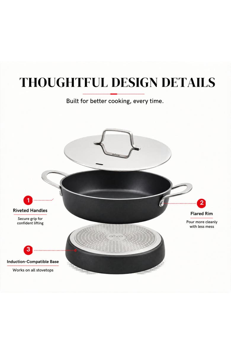 Alva Maestro Ceramic Nonstick Saute Pan with Lid, 3.5-Qt., Alternate, color, Silver