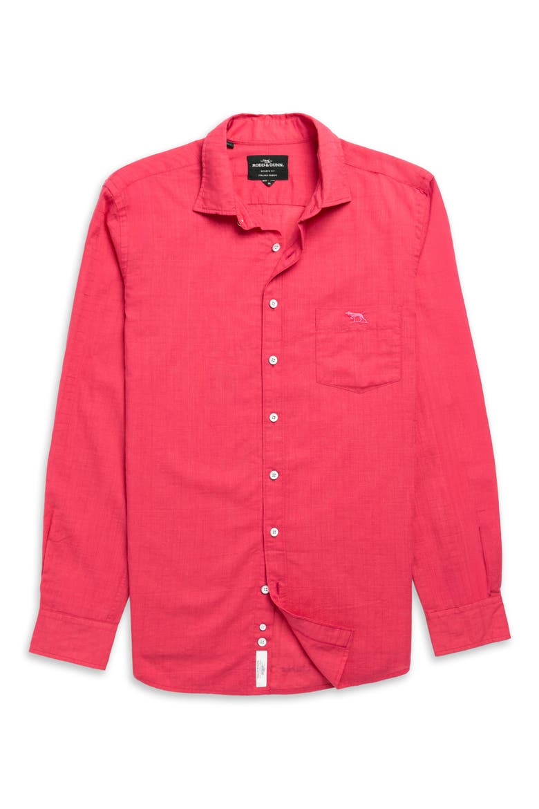 Taupo Bay Sports Fit Check Jacquard Cotton Button-Up Shirt, Alternate, color, GERANIUM