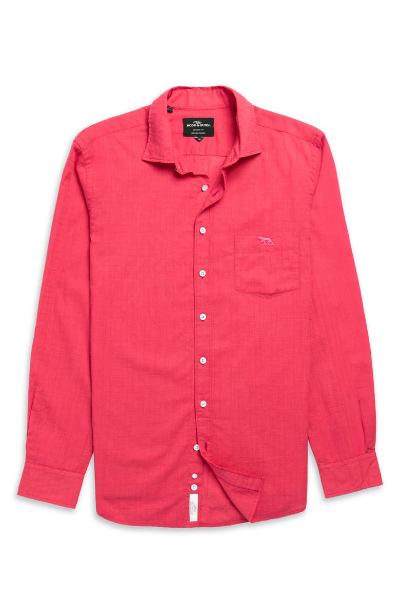Rodd & Gunn Taupo Bay Sports Fit Check Jacquard Cotton Button-Up Shirt, Alternate, color, Geranium