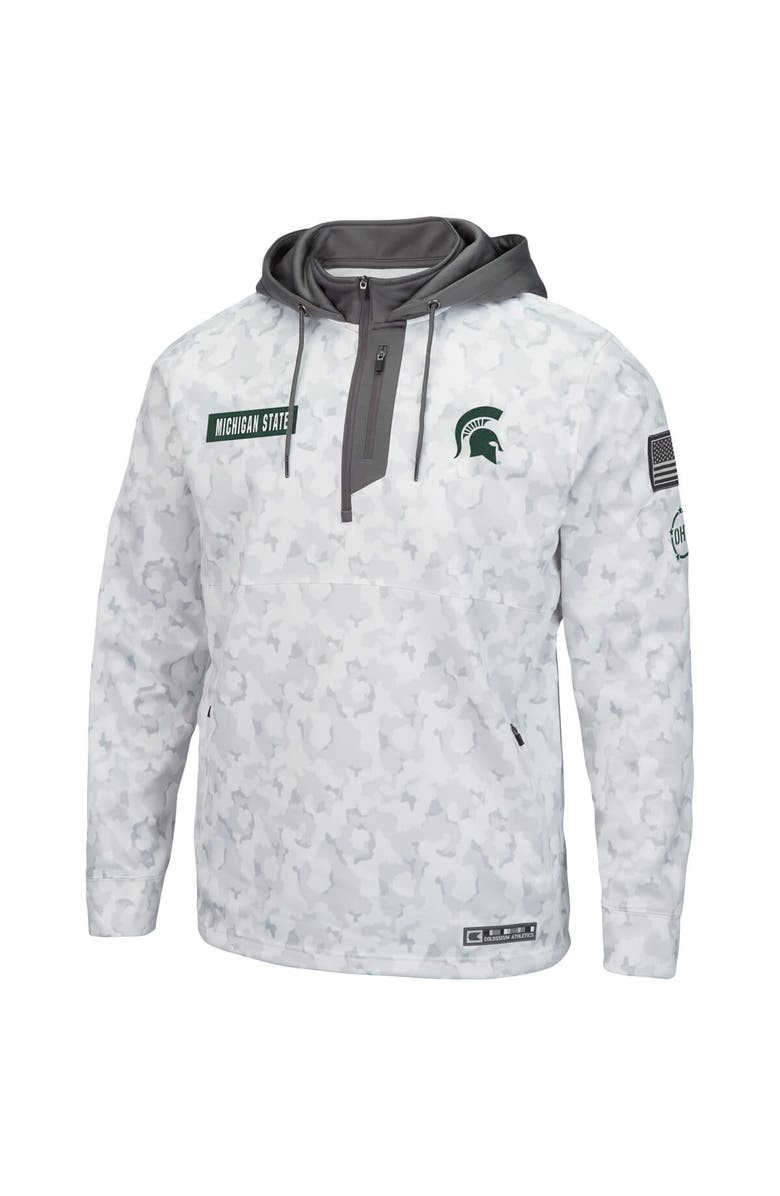 COLOSSEUM Men's Colosseum Arctic Camo Michigan State Spartans OHT Military Appreciation Quarter-Zip Hoodie, Alternate, color, Arctic Camo