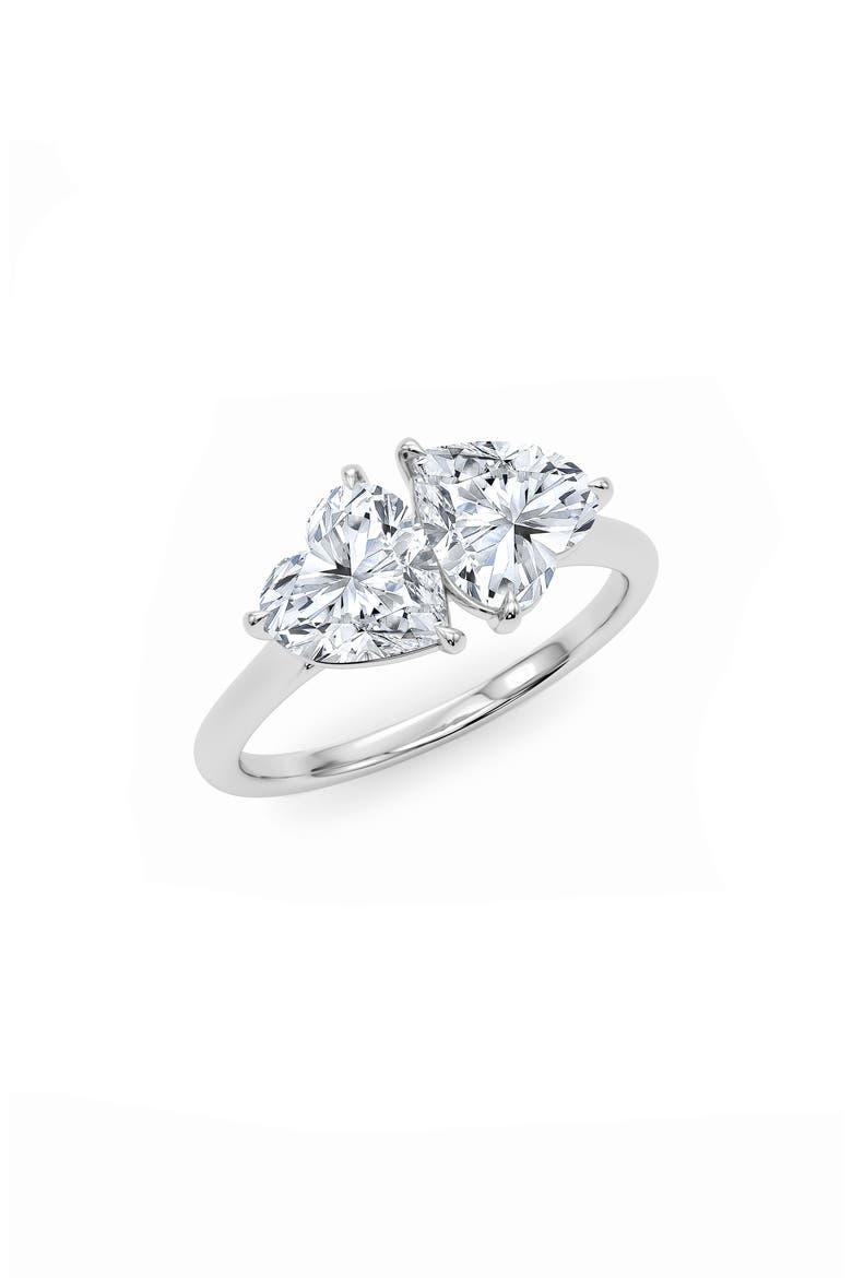 Lab Grown Diamond Twin Heart Ring, Alternate, color, 18K WHITE GOLD