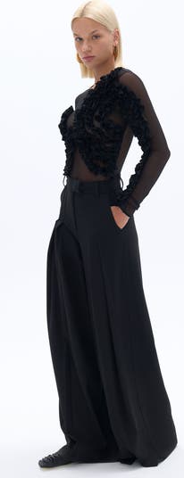 売れ筋商品|||ノクチューン カットソー トップス レディース Women's Tulle Bodysuit with Ruffle Detail Black Nocturne Tulle Body with Ruffle Detail | Nordstrom
