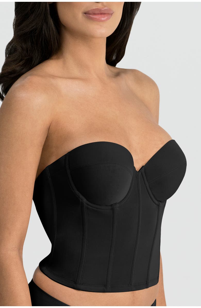 Dominique Intimates Brie Backless Strapless Ultra Low Back Bustier Bra, Alternate, color, Black