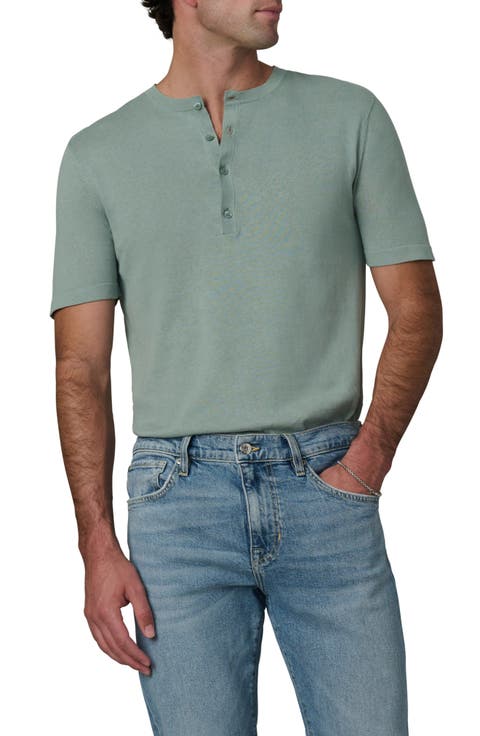 Short Sleeve Cotton Blend Henley