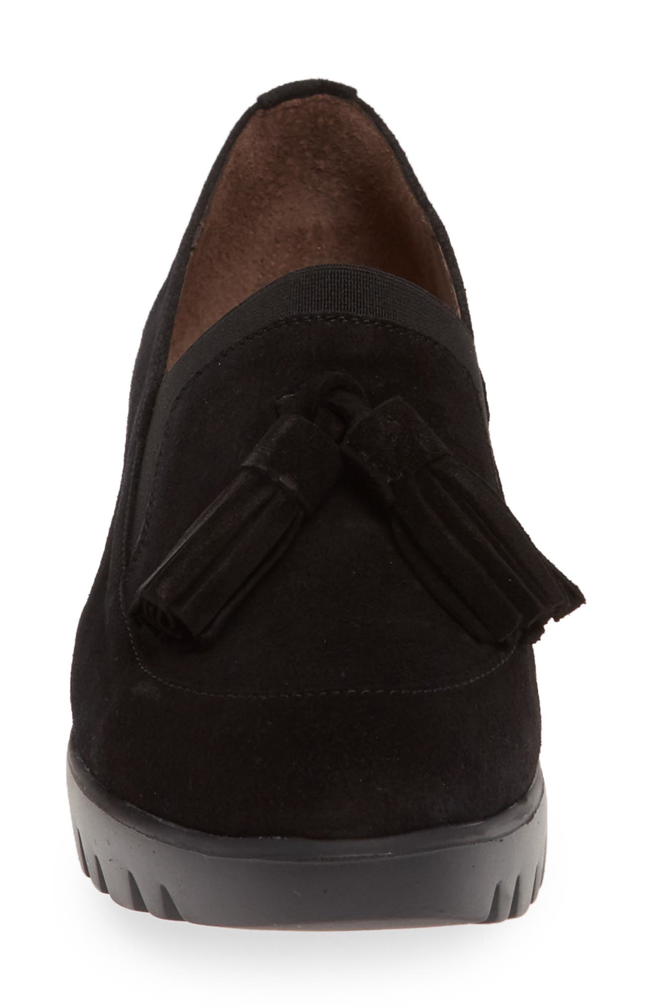 Wonders Talla Loafer Wedge, Alternate, color, Black Water-Resistant Suede