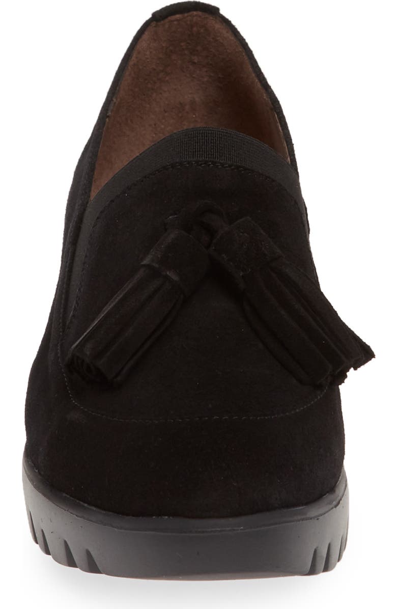 Wonders Talla Loafer Wedge, Alternate, color, Black Water-Resistant Suede
