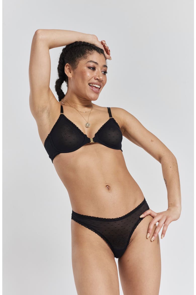 Sakura Front-Close Recycled-Lace Underwire Bra, Alternate, color, Volcanic Black