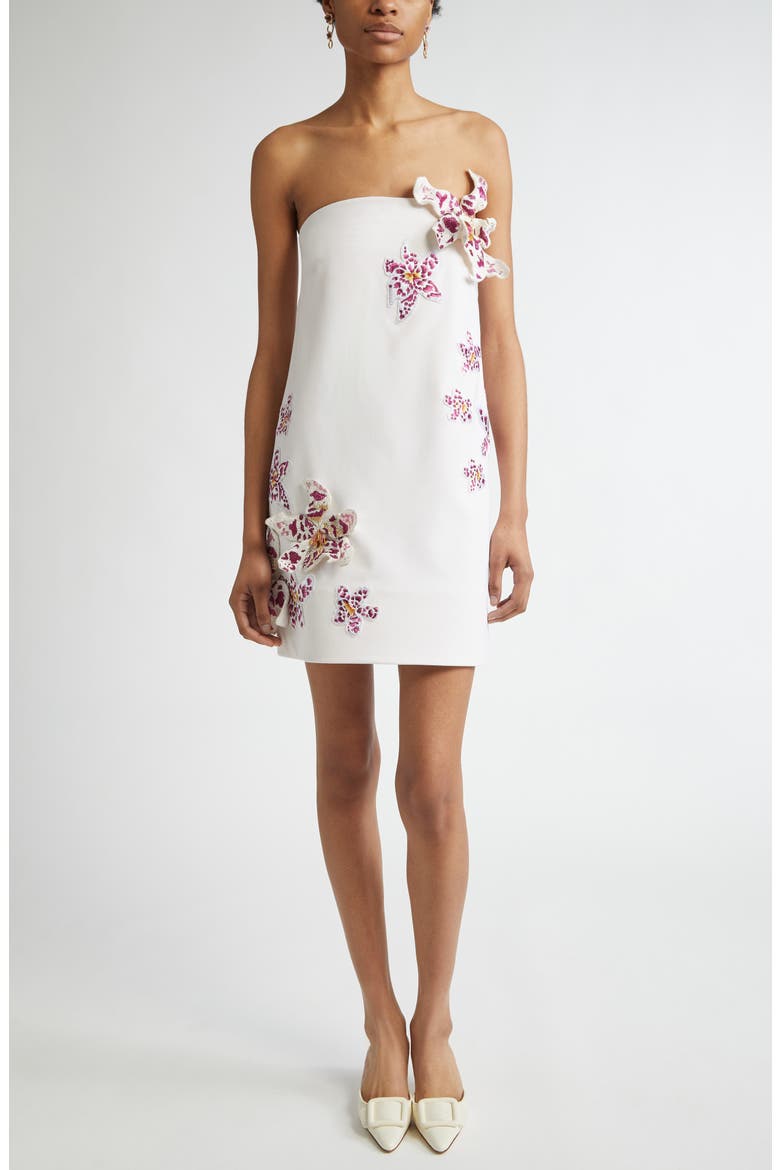oscar de la renta orchid embroidered cocktail dress Orchid embroidered guipure lace midi dress in black - Oscar De La Renta