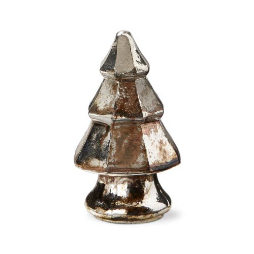Tag Small Antique Gold Lustre Glass Tree Holiday Decor Figurine In Silver
