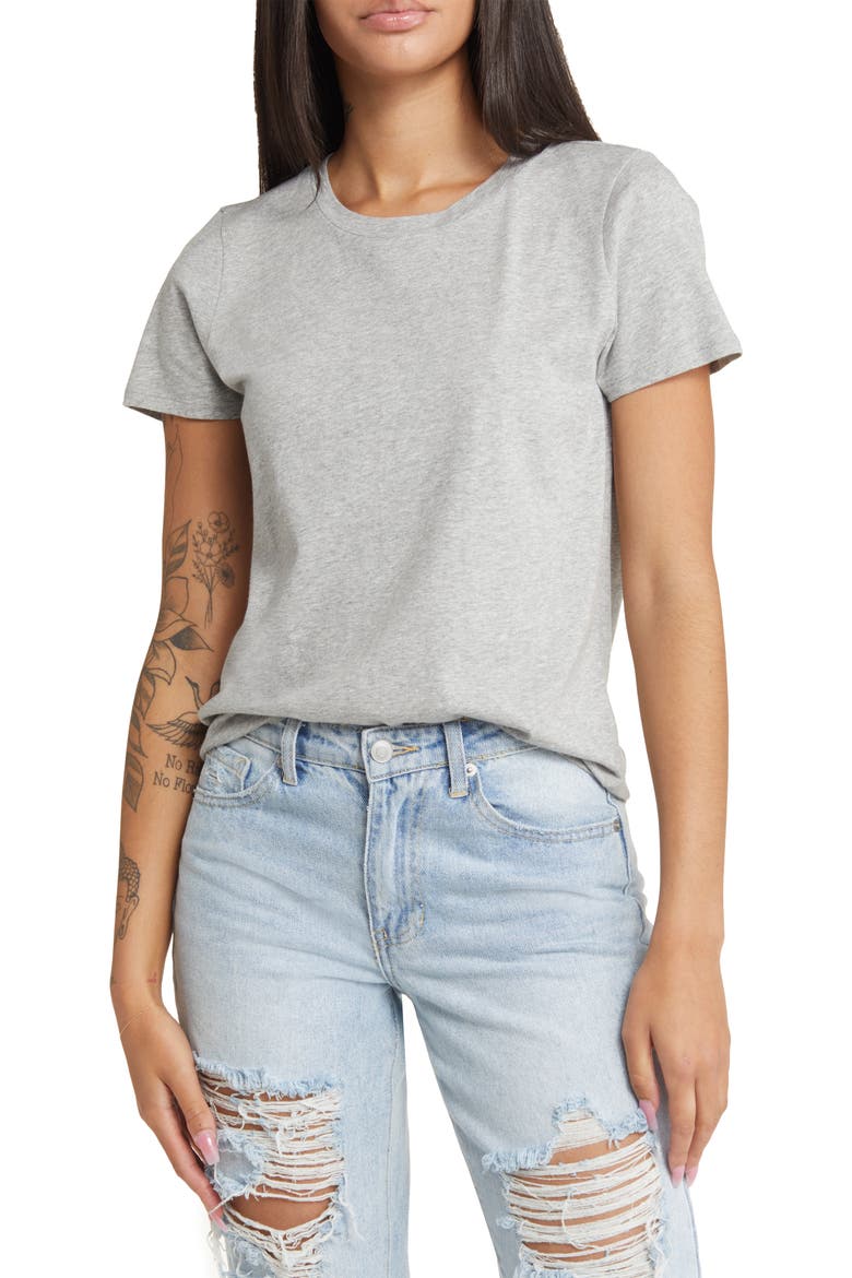 Crewneck T-Shirt, Main, color, GREY HEATHER