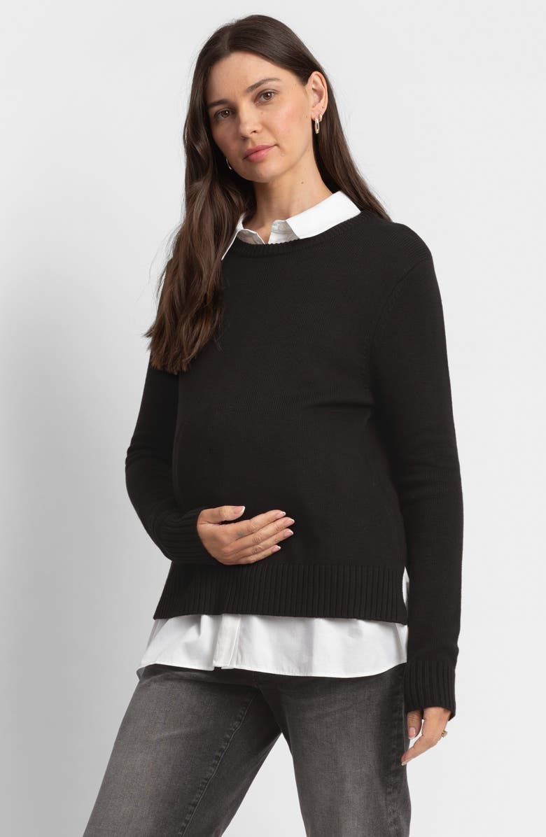 Seraphine Crewneck Maternity Sweater & Button-Up Shirt Set, Alternate, color,