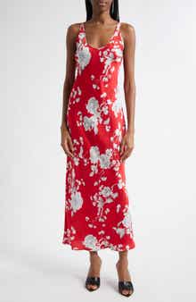 L'AGENCE Akiya Floral Sleeveless Silk Satin Maxi Dress