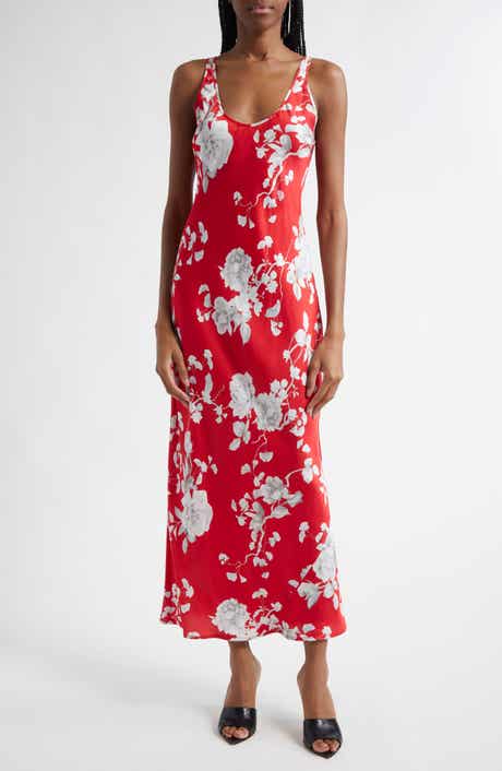 Akiya Floral Sleeveless Silk Satin Maxi Dress