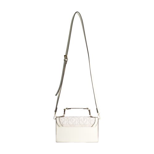 True Religion Studded Denim Flap Bag In White