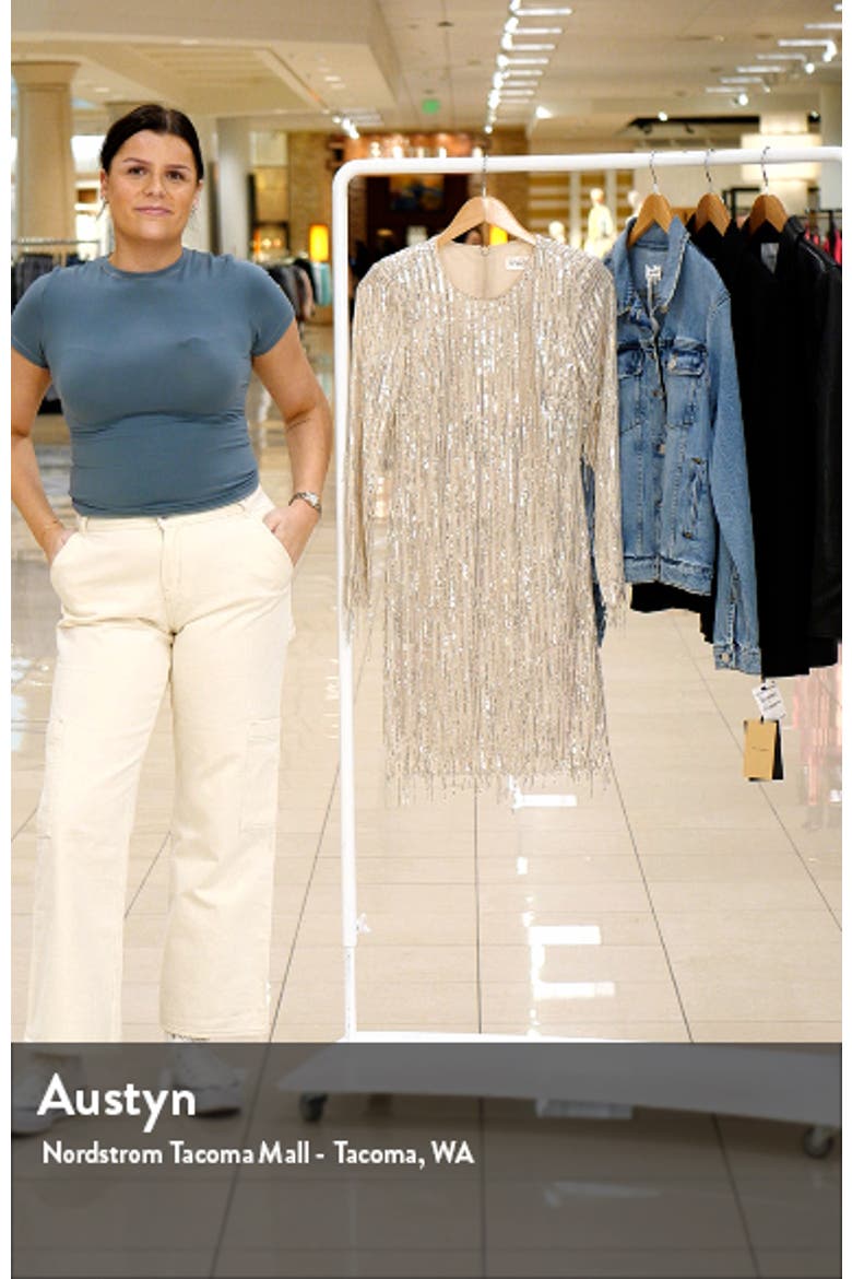 eliza j sequin fringe long sleeve cocktail dress Sequin Tassel Long Sleeve Cocktail Dress (Women)