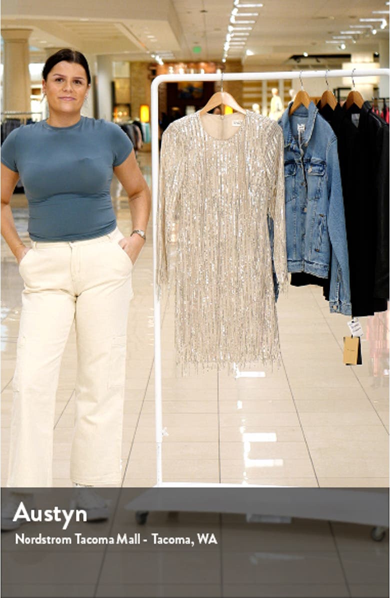 Sequin Fringed Long Sleeve Cocktail Dress, sales video thumbnail