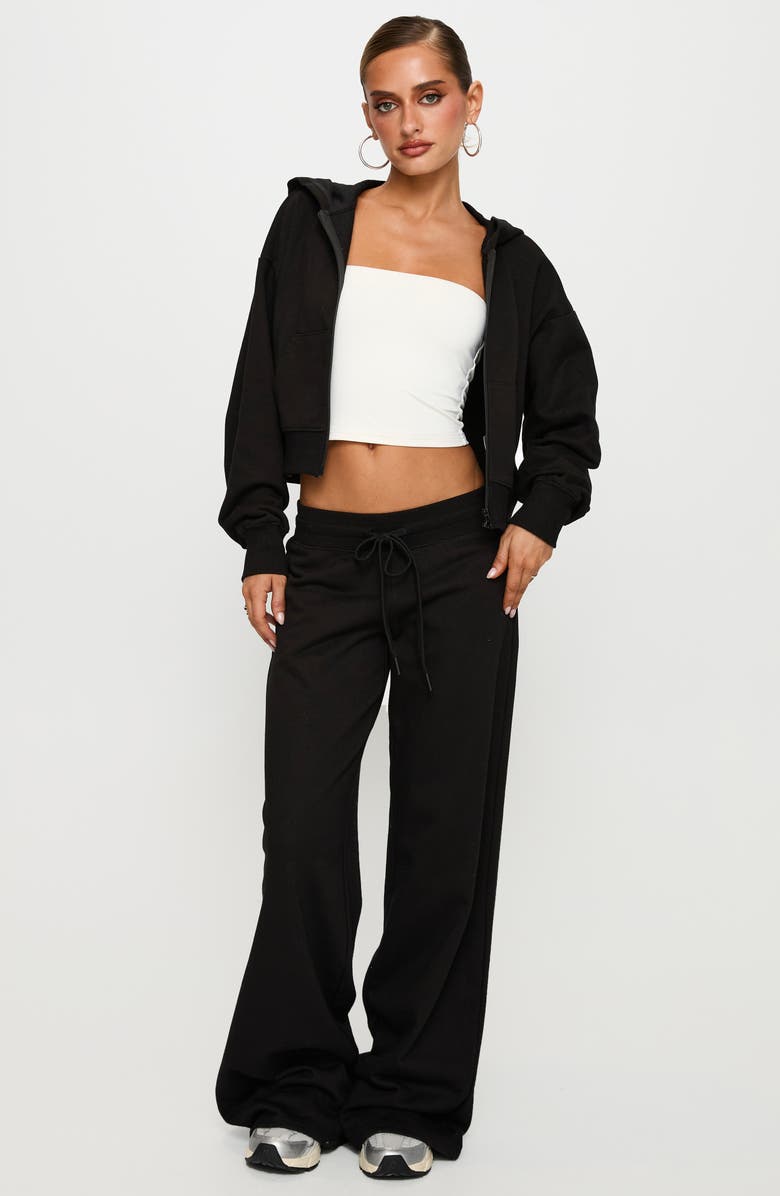 Princess Polly Revive Crop Zip-Up Hoodie, Alternate, color, Black