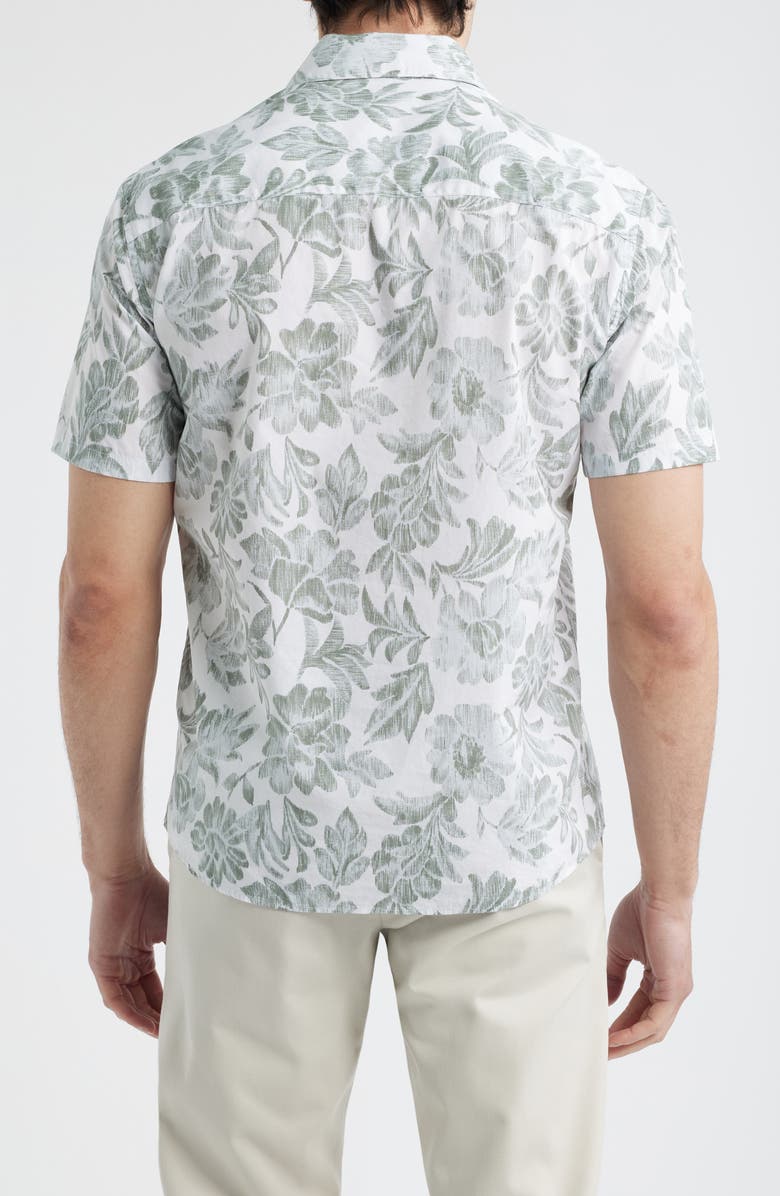 Robert Barakett Hogan Floral Short Sleeve Button-Up Shirt, Alternate, color, Light Green