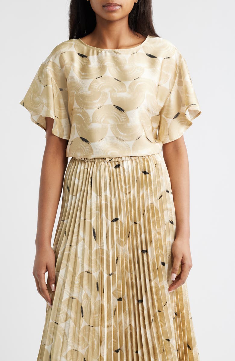 Anne Klein Boat Neck Flutter Sleeve Top, Main, color, 