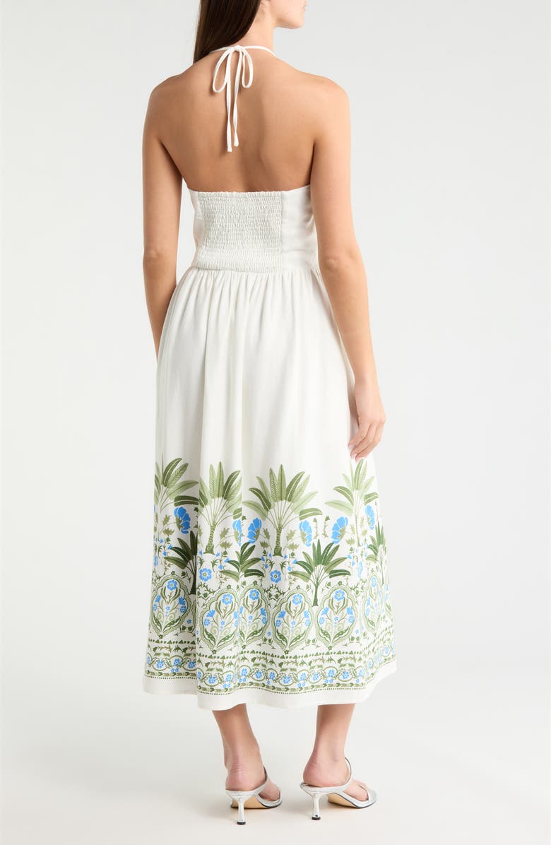 SUGARLIPS Senara Placed Print Halter Neck Dress, Alternate, color, White-Green-Multi