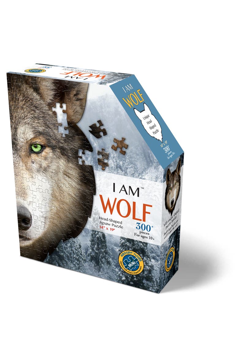 I Am Wolf 300 Pieces Animal Shaped Jigsaw Puzzle, Main, color, Multicolored