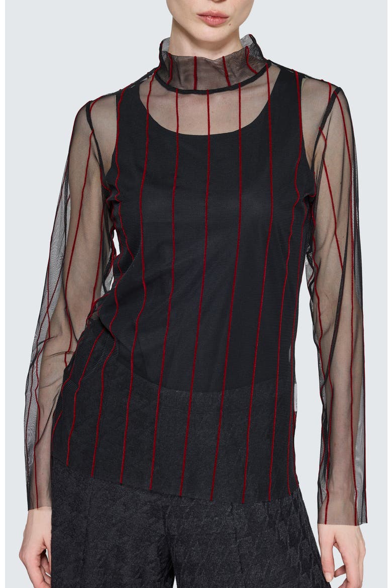 Eisley Striped Mesh Blouse, Main, color, Black Red