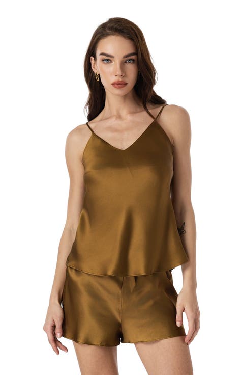 Silk Spaghetti Strap Camisole Pajama Set