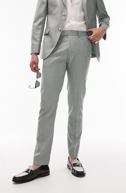 Skinny Fit Stretch Flat Front Dress Pants