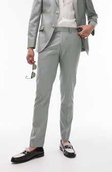 Topman Skinny Fit Stretch Flat Front Dress Pants