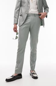 Topman Skinny Fit Stretch Flat Front Dress Pants