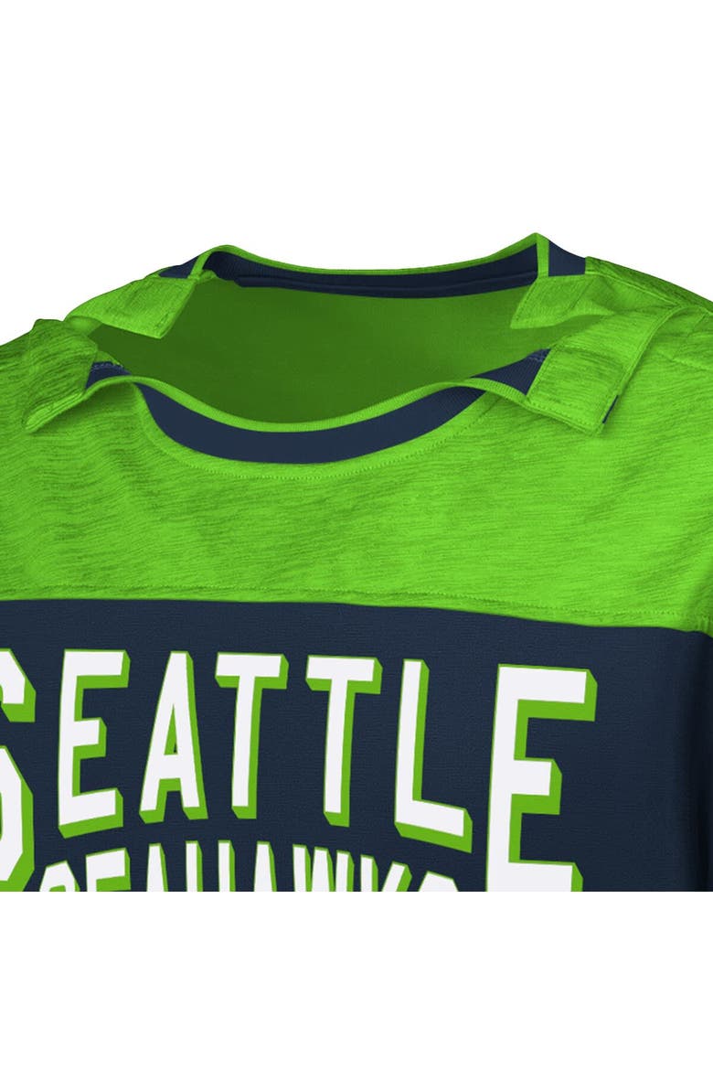 Men's G-III Sports by Carl Banks College Navy/Neon Green Seattle Seahawks Adaptive Hail Mary Long Sleeve T-Shirt, Alternate, color, College Navy