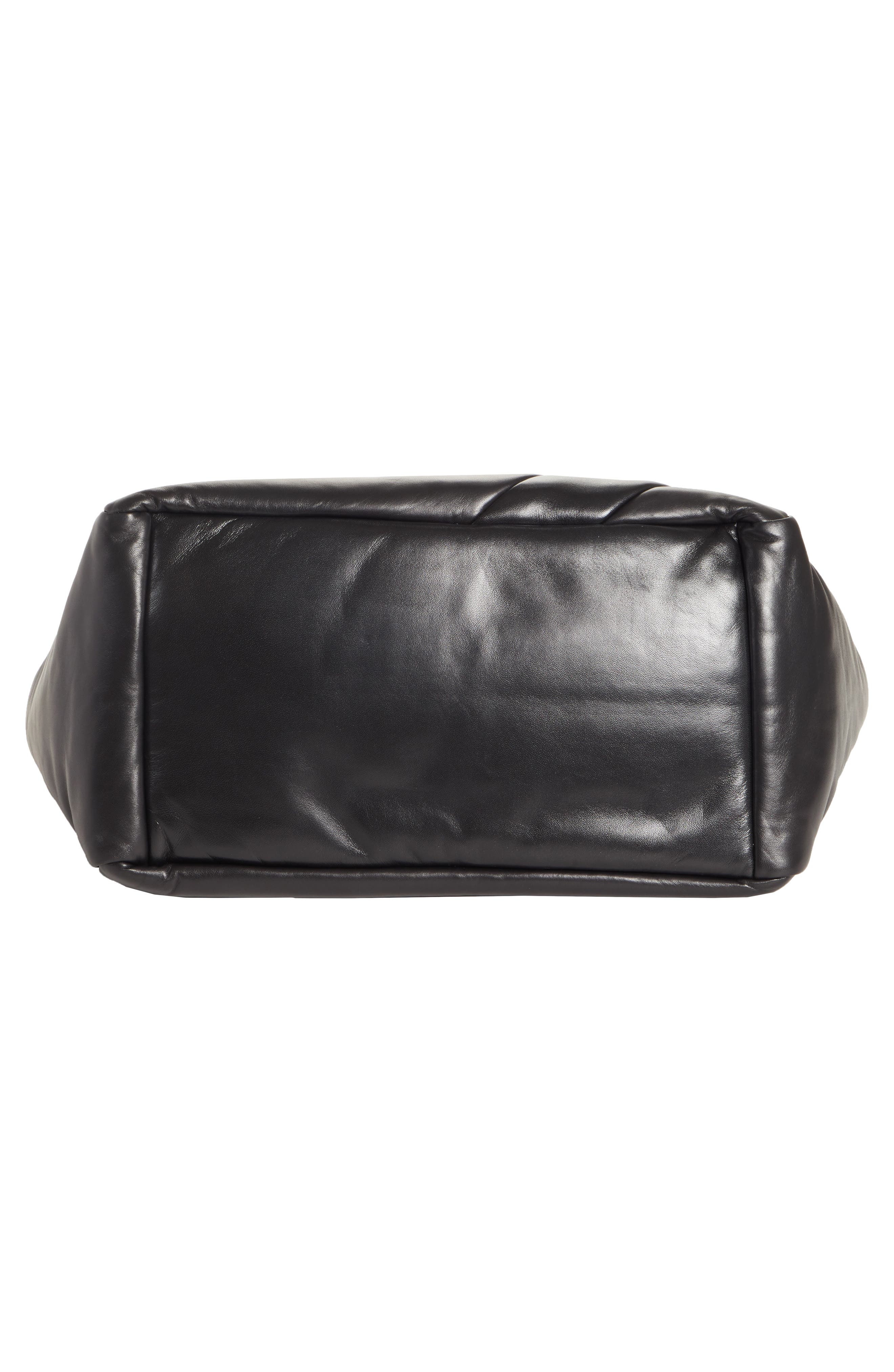 Nappy Calfskin Leather Tote, Alternate, color, NERO/ COBALTO