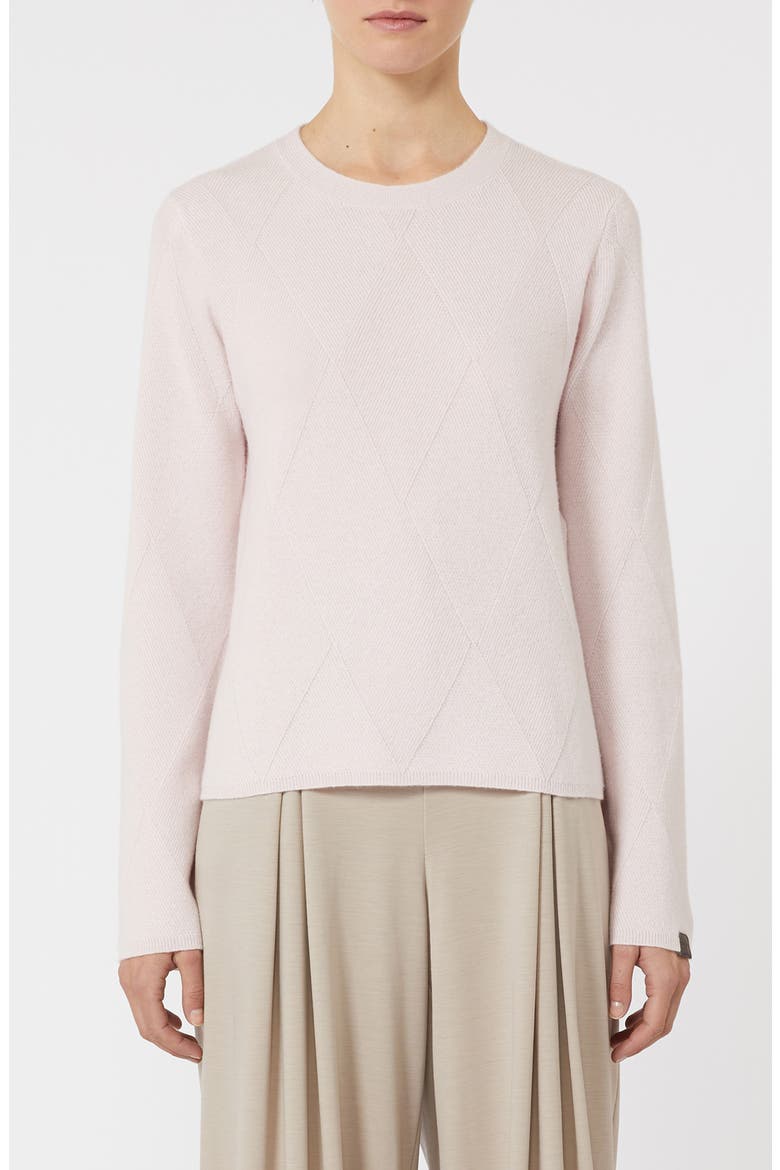 Baffo Diamond Stitch Cashmere Crewneck Sweater, Main, color, PINK
