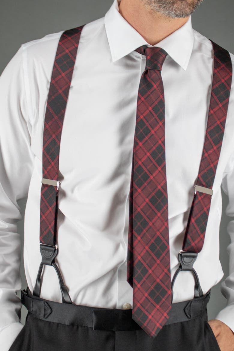 Kincade Red Blackwatch Plaid Silk Necktie, Alternate, color, Red Plaid