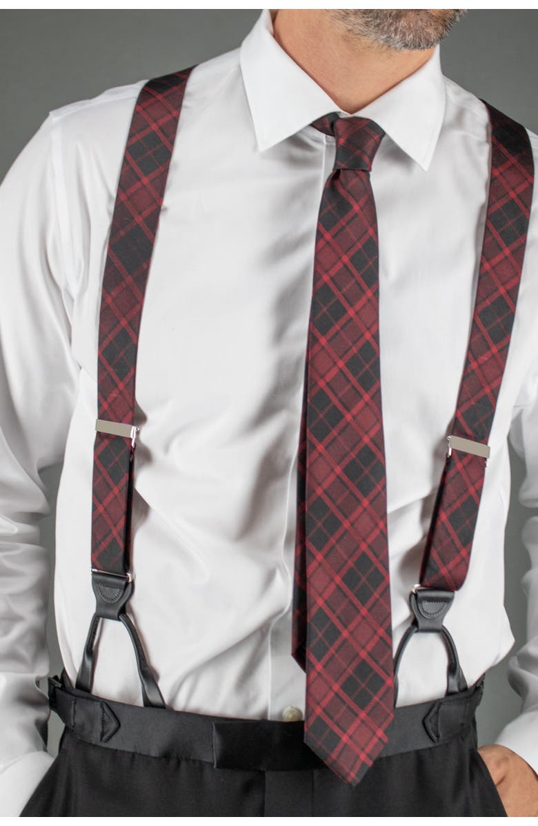 Trafalgar Kincade Red Blackwatch Plaid Silk Necktie, Alternate, color, Red Plaid