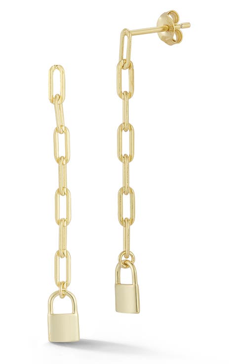 Chain Lock Linear Earrings