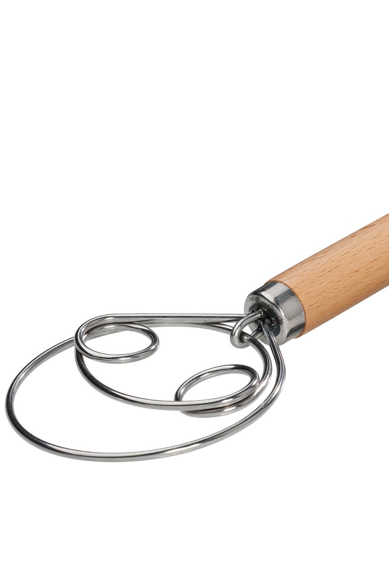 Danish Batter and Dough Whisk with Beechwood Handle, 13.75", Alternate, color, Silver
