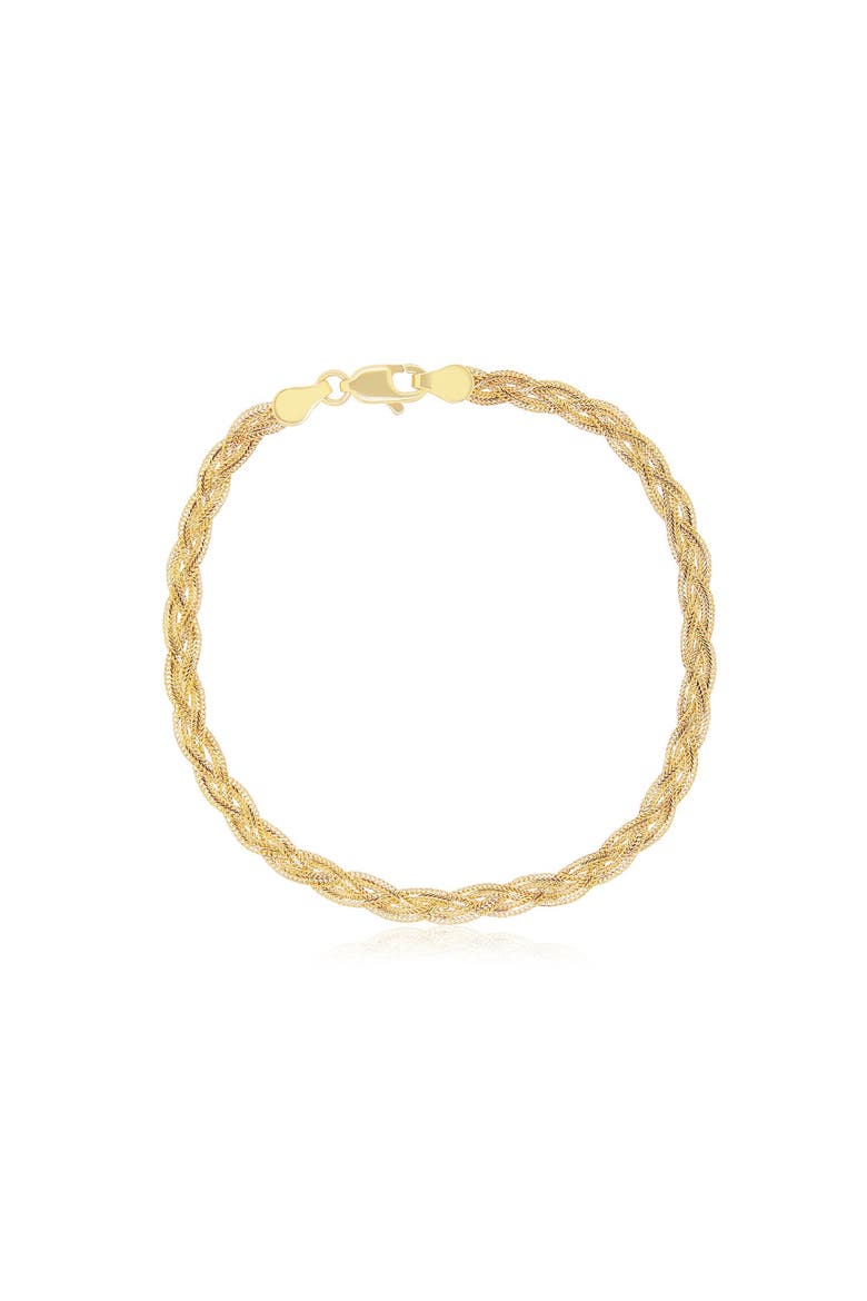 Braided Matte Herringbone Bracelet, Main, color, Yellow Gold